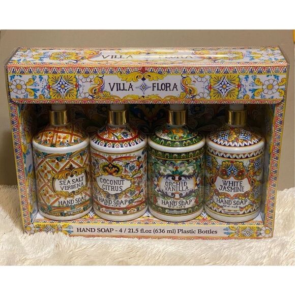 Villa flora hand soap 21.5 fl.oz 4 pack Fresh Scents Vibrant Design